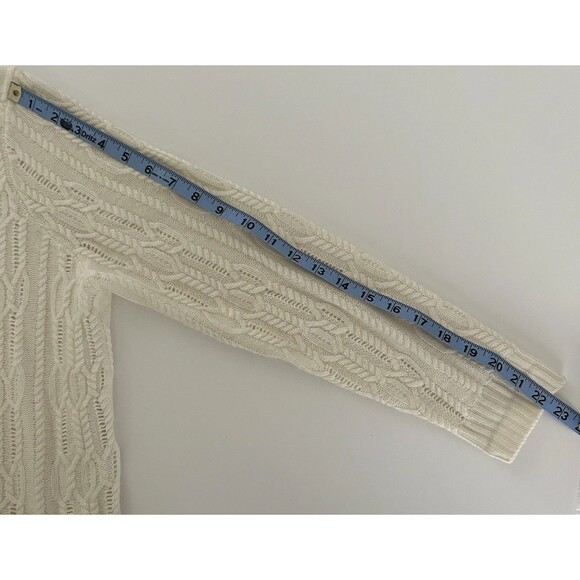 Garnet Hill Cashmere Merino Sweater M Turtleneck Cable Knit Ivory Tunic Oversize - Picture 11 of 14